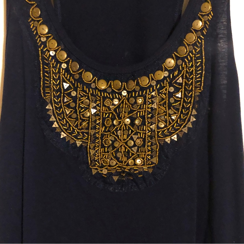 Maurices Sleeveless Top Navy W/Gold Embellishment Plus size 1